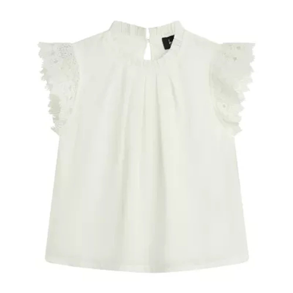 Byer California Little & Big Girls Keyhole Neck Long Sleeve Blouse