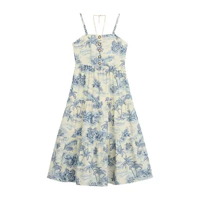 Byer California Big Girls Sleeveless Floral Maxi Dress
