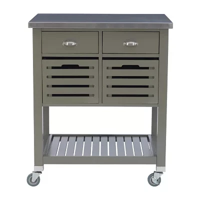 Robbin Stainless Steel-Top Kitchen Cart