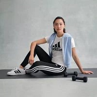 adidas Essentials High Rise 3 Stripes Cotton Full Length Leggings