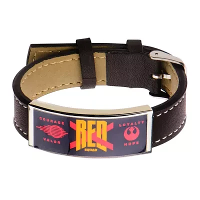 Star Wars® Stainless Steel & Leather Episode VII Red X ID Bracelet