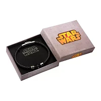 Star Wars® Two-Tone Stainless Steel and Leather Black IP Darth Vader Bracelet