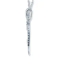 Kangaroo Womens 1/10 CT. T.W. Natural White Diamond 10K White Gold Pendant Necklace