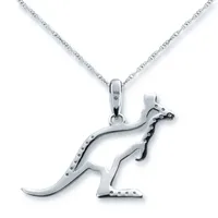 Kangaroo Womens 1/10 CT. T.W. Natural White Diamond 10K White Gold Pendant Necklace