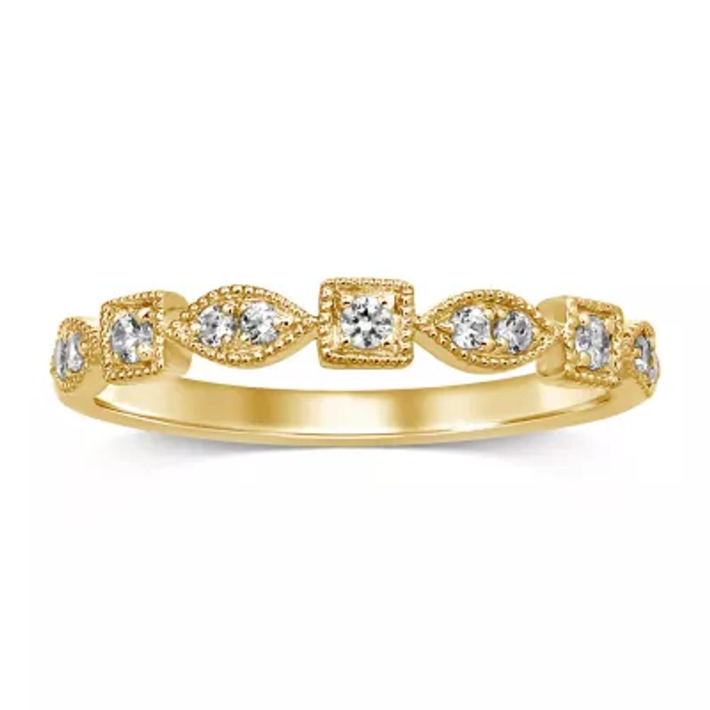 Womens 1/ CT. T.W. Genuine White Diamond 10K Gold Wedding Band