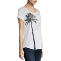 a.n.a Womens Round Neck Short Sleeve T-Shirt