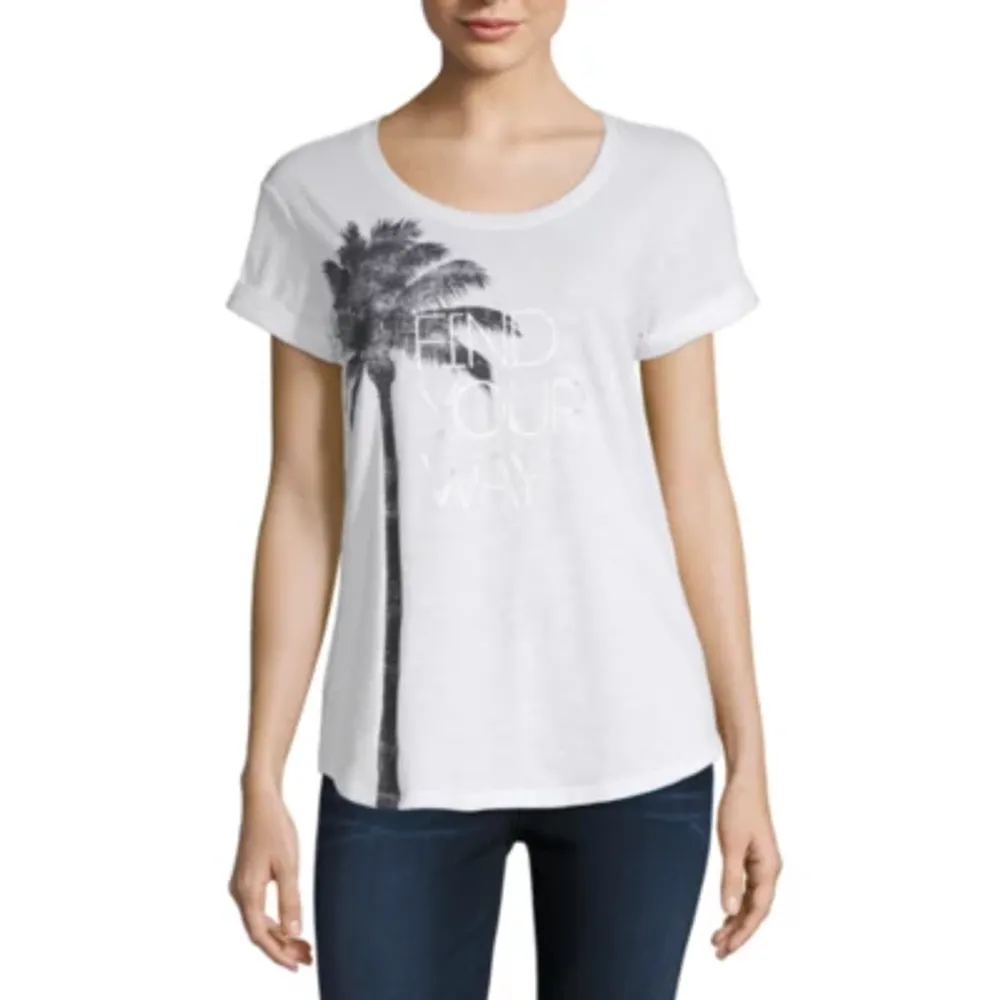 a.n.a Womens Round Neck Short Sleeve T-Shirt