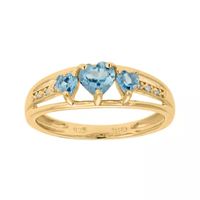 Genuine Blue Topaz and Diamond-Accent 3-Stone Heart Ring