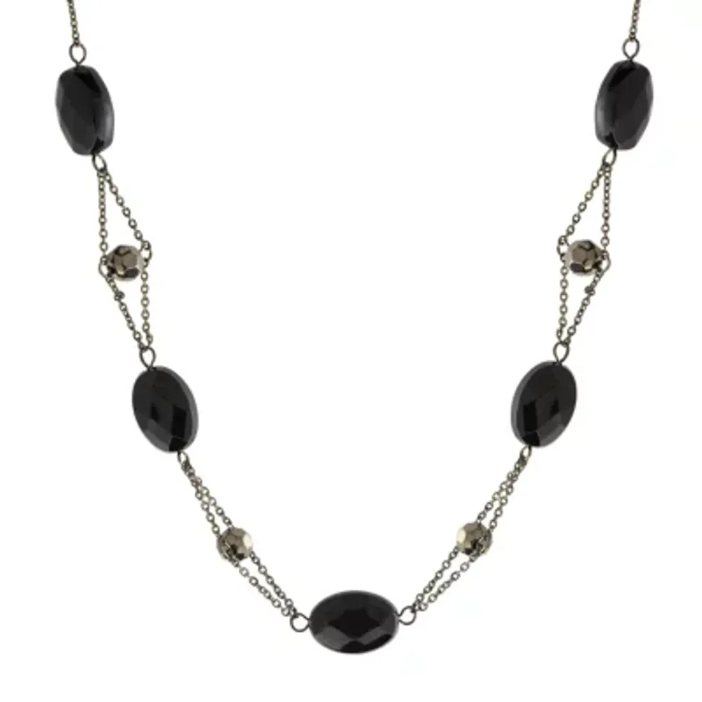 1928 Black Tone 16 Inch Link Collar Necklace