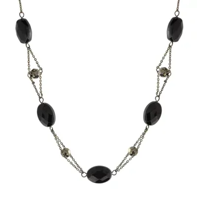 1928 Black Tone 16 Inch Link Collar Necklace