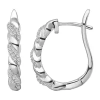 1/6 CT. T.W. Natural White Diamond Sterling Silver 18.6mm Hoop Earrings