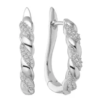 1/6 CT. T.W. Natural White Diamond Sterling Silver 18.6mm Hoop Earrings