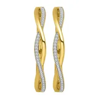 1/4 CT. T.W. Natural White Diamond 10K Gold Over Silver 30.6mm Hoop Earrings