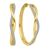 1/4 CT. T.W. Natural White Diamond 10K Gold Over Silver 30.6mm Hoop Earrings