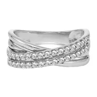 3MM 1/3 CT. T.W. Natural White Diamond Sterling Silver Crossover Band