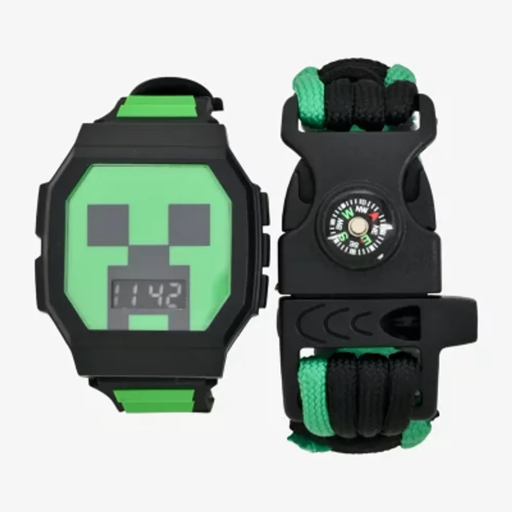 Kids Green Minecraft Light Up Digital Watch (One Size) - Matalan