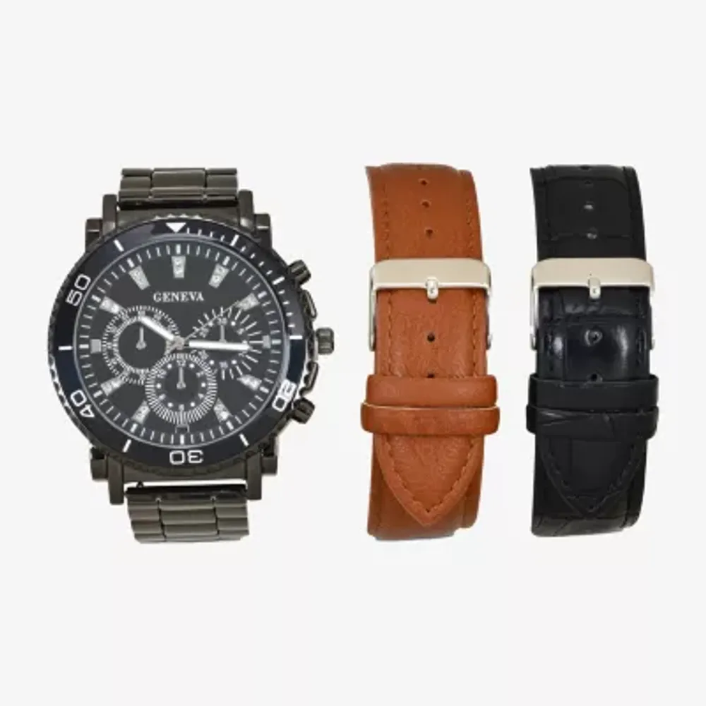 Geneva Unbranded Mens 3-pc. Watch Boxed Set Mac8076jc