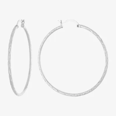 Silver Reflections Pure Silver Over Brass Hoop Earrings