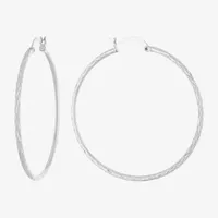 Silver Reflections Pure Silver Over Brass Hoop Earrings