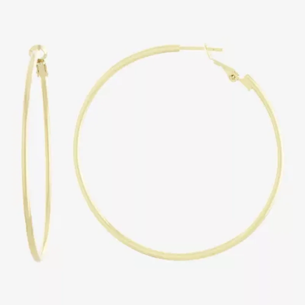 Silver Reflections 14K Gold Over Brass Hoop Earrings