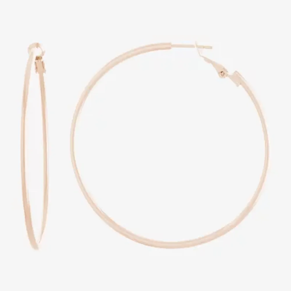 Silver Reflections 14k Rose Gold Over Brass Hoop Earrings