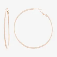 Silver Reflections 14k Rose Gold Over Brass Hoop Earrings