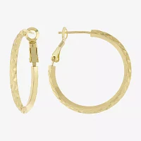 Silver Reflections 14K Gold Over Brass Hoop Earrings