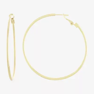  Silver Reflections 14K Gold Over Brass Hoop Earrings