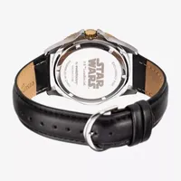 Disney Star Wars Mens Black Leather Strap Watch Wds001057