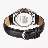 Disney Star Wars Mens Black Leather Strap Watch Wds001064
