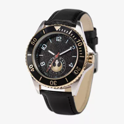 Disney Star Wars Mens Black Leather Strap Watch Wds001064