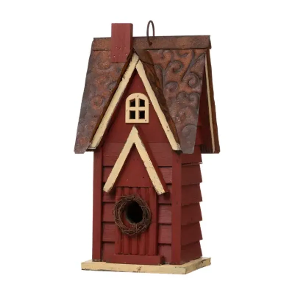 Glitzhome 12in Distressed Wood Bird Houses