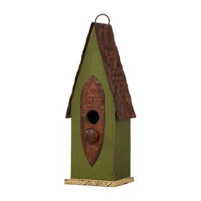 Glitzhome 13.25in Distressed Solid Wood Bird Houses