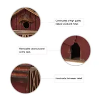 Glitzhome 10.25in Rustic Solid Wood Barn Bird Houses