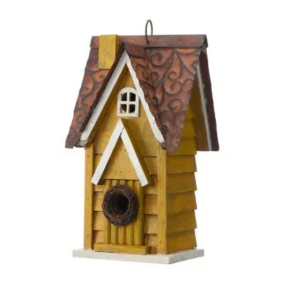 Glitzhome 12in Distressed Solid Wood Bird Houses