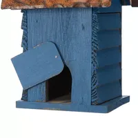 Glitzhome 12"H Retro Blue Distressed Solid Wood Bird House