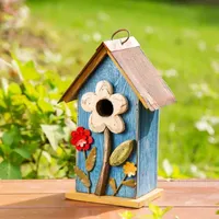 Glitzhome 10.25in Distressed Solid Wood Bird Houses