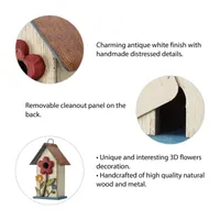 Glitzhome 10.25in Distressed Solid Wood Bird Houses