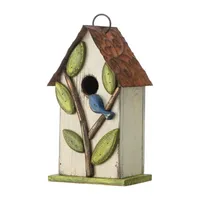 Glitzhome 9.75in Distressed Solid Wood Bird Houses