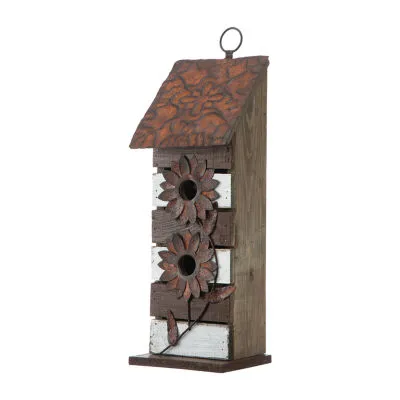 Glitzhome 14.5in Two-Tiered Solid Wood Bird Houses