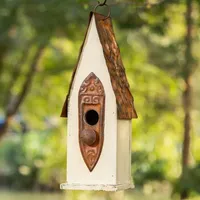 Glitzhome 13.25in Distressed Solid Wood Bird Houses