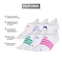 adidas Superlite Ii Super 6 Pair No Show Socks Womens