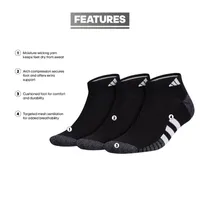 adidas Cushioned 3 Pair Low Cut Socks Mens