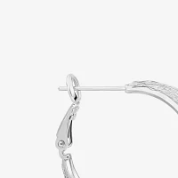 Sparkle Allure Crystal Pure Silver Over Brass Hoop Earrings