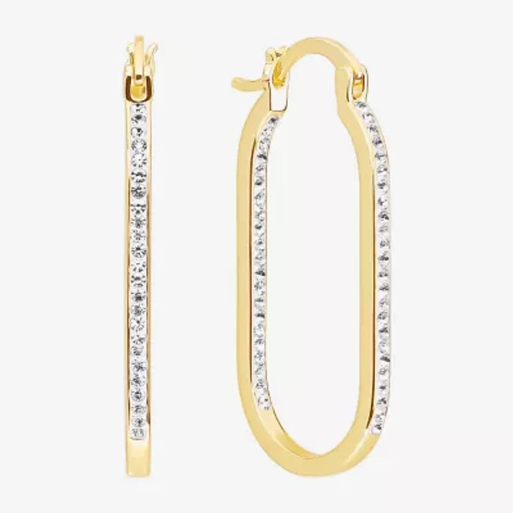 Sparkle Allure Cubic Zirconia 14K Gold Over Brass Hoop Earrings