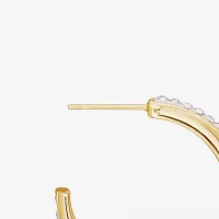 Sparkle Allure Cubic Zirconia 14K Gold Over Brass Hoop Earrings