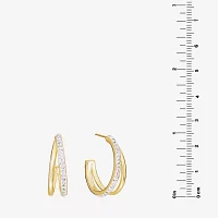 Sparkle Allure Cubic Zirconia 14K Gold Over Brass Hoop Earrings