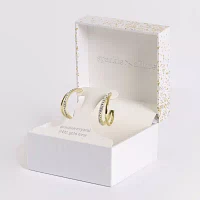 Sparkle Allure Cubic Zirconia 14K Gold Over Brass Hoop Earrings