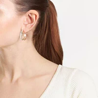 Sparkle Allure Cubic Zirconia 14K Gold Over Brass Hoop Earrings