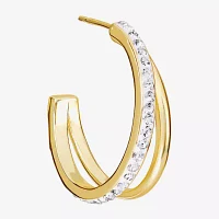 Sparkle Allure Cubic Zirconia 14K Gold Over Brass Hoop Earrings